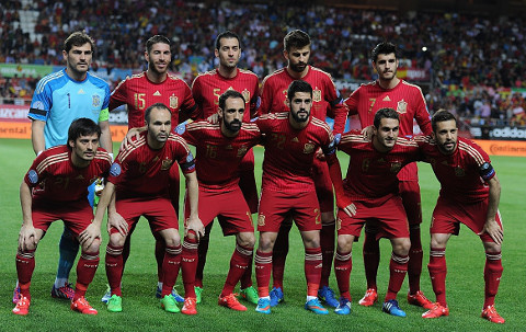 Alineación de España en un partido de la fase de clasificación.